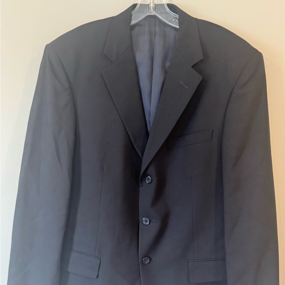 Monsieur Givenchy 42R Navy 100% Worsted Wool 3 Button Blazer Jacket